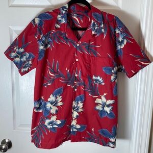 Blue Generation Hawaiian Hibiscus Floral Casual Button Down Shirts for Men Sz M